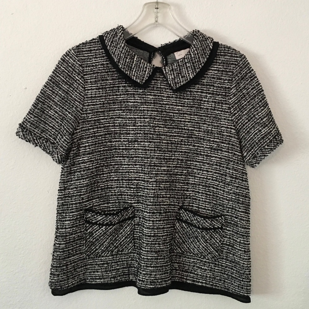 Anthro | Postmark Thornburgh Boucle Tweed Top Blk